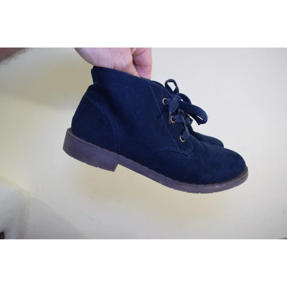 2024 Gymboree Blue Faux Suede Leather Ankle Lace Boots Blue Boys Girls 3 3048867